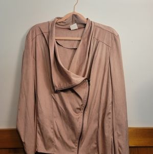 MOTE Pink Faux Suede Draped Jacket